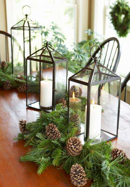 Natural christmas foliage and lanterns