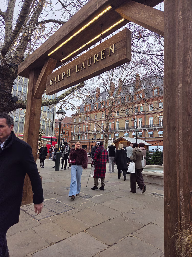 Ralph Lauren Wooden entrance arch in Sloane Square London.