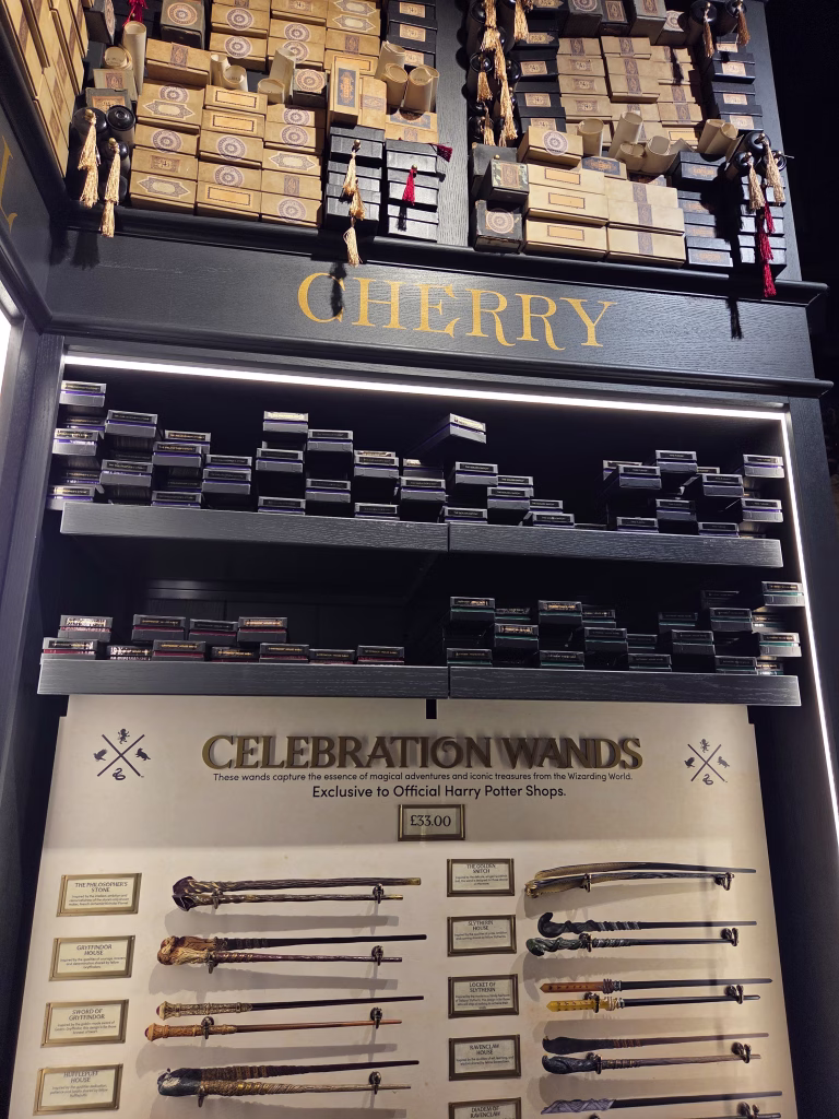 Kings Cross station Harry Potter themed store with wands for sale