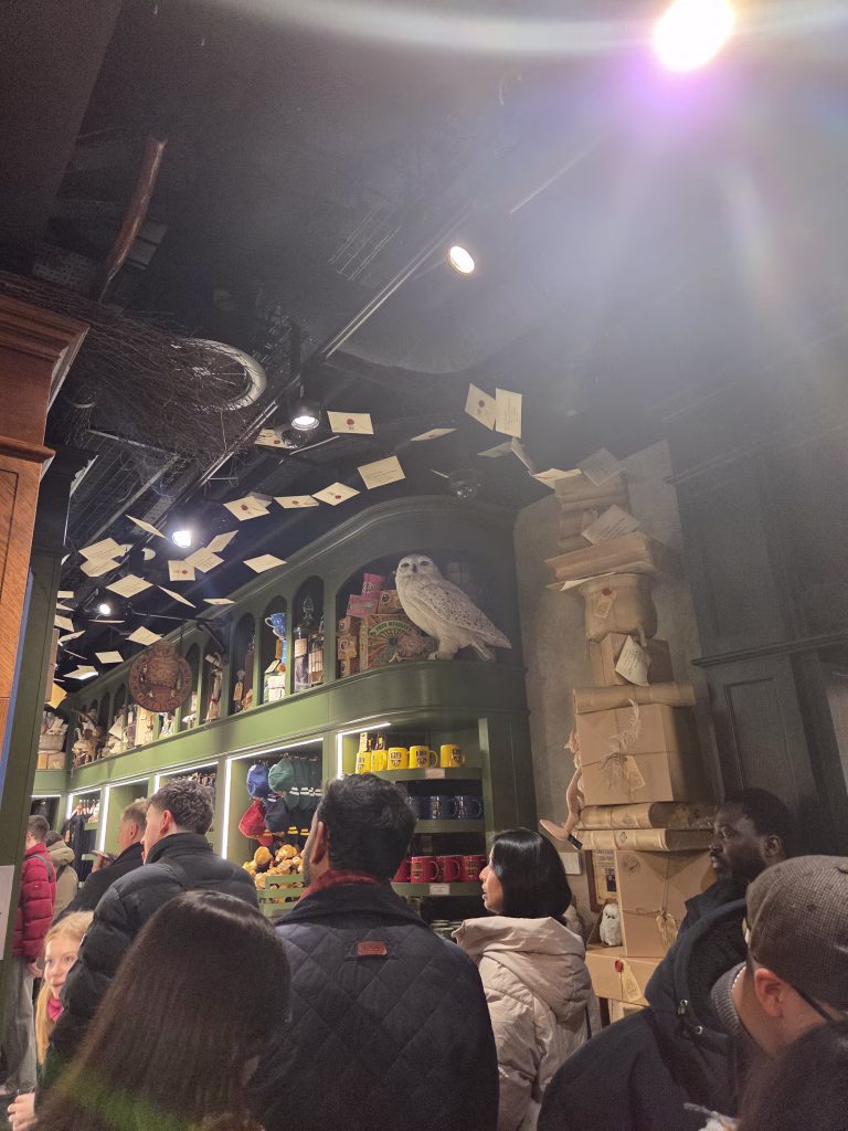 Kings Cross station Harry Potter themed store with owl mail theming