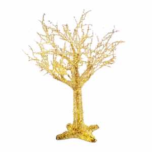 Glowing cherry blossom lunar tree display illuminated with soft LED lighting.