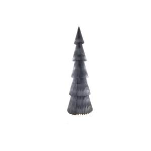5-tier narrow honeycomb paper Christmas tree decoration in dark grey finish on a white background
