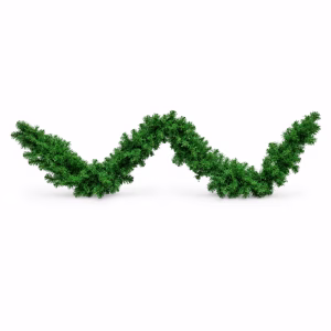 A green undecorated christmas garland looped