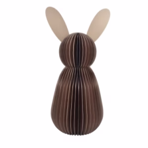 Large honeycomb paper easter rabbit in almond natural colour. With 2 cardboard ears standing straight up.