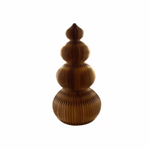 4-tier honeycomb paper Christmas decoration featuring four stacked spheres in a snowman-inspired design with a gold finish.