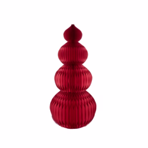 4-tier honeycomb paper Christmas decoration featuring four stacked spheres in a snowman-inspired design with a red finish.
