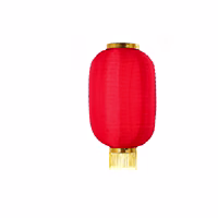 A red oval Lunar New Year lantern with a gold top, gold trim, and a matching gold tassel.
