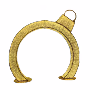 Giant glowing LED Christmas decoration shaped like a bauble arch, featuring a decorative cap and loop detail for a commercial walkthrough display.
