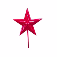 A red christmas star made out of fiberglass tree topper