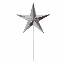 A silver christmas star topper plastic in silver gloss