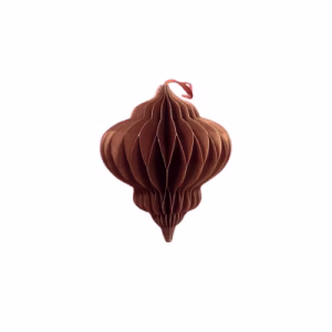 A honeycomb paper christmas tree bauble finial ornament in copper.